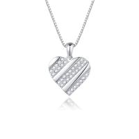 Zircon cubique Micro Pave collier en argent sterling, Argent sterling 925, avec 2.75inch chaînes de rallonge, coeur, bijoux de mode & pavé de micro zircon & pour femme Environ 15.74 pouce, Vendu par PC