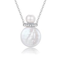 Zircon cubique Micro Pave collier en argent sterling, Argent sterling 925, avec Shell Pearl, avec 1.97inch chaînes de rallonge, bijoux de mode & pavé de micro zircon & pour femme Environ 15.74 pouce, Vendu par PC