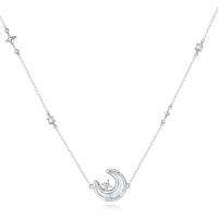 Zircon cubique Micro Pave collier en argent sterling, Argent sterling 925, avec coquille blanche, avec 1.97inch chaînes de rallonge, bijoux de mode & pavé de micro zircon & pour femme Environ 14.96 pouce, Vendu par PC