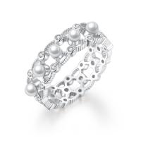 Anillo de dedo Zirconia Micro Pave Sterling Silver Cubic, Plata de ley 925, con Shell Pearl, Joyería & diverso tamaño para la opción & micro arcilla de zirconia cúbica & para mujer, 6x2mm,3mm, Vendido por UD