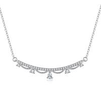 Zircon cubique Micro Pave collier en argent sterling, Argent sterling 925, avec 1.97inch chaînes de rallonge, bijoux de mode & pavé de micro zircon & pour femme Environ 15.35 pouce, Vendu par PC