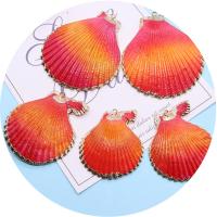 Pendentifs de coquille en laiton, avec laiton, Placage de couleur d'or, teints & DIY, orange rougeâtre, Length about 37-51mm,Hight about 42-57mm Vendu par sac