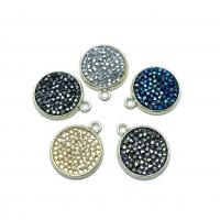 Rhinestone Brass Pendants, Round, plated, DIY & with rhinestone 