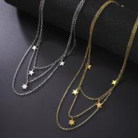 Stainless Steel Jewelry Necklace, 304 Stainless Steel, Star, plated, three layers & fashion jewelry & for woman 