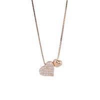 Zircon cubique Micro Pave collier en argent sterling, argent sterling 925, avec 5CM chaînes de rallonge, coeur, Placage, pavé de micro zircon & pour femme, plus de couleurs à choisir Environ 45 cm, Vendu par PC