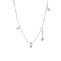 Zircon cubique Micro Pave collier en argent sterling, argent sterling 925, avec 5CM chaînes de rallonge, Placage, pavé de micro zircon & pour femme, couleur platine Environ 40 cm, Vendu par PC