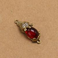 Rhinestone Zinc Alloy Connector, with Red Agate, Mythical Wild Animal, gold color plated, DIY & with rhinestone, red 