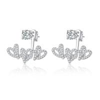 Silver Earring Zircon pavent Sterling, Argent sterling 925, bijoux de mode & pavé de micro zircon & pour femme, Vendu par paire