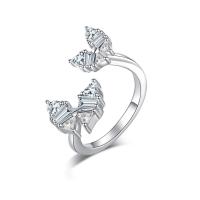 Anillo de dedo Zirconia Micro Pave Sterling Silver Cubic, Plata de ley 925, Mariposa, Joyería & micro arcilla de zirconia cúbica & para mujer, 9x10mm,8x7mm, tamaño:6, Vendido por UD