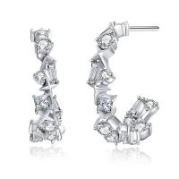 Silver Earring Zircon pavent Sterling, Argent sterling 925, bijoux de mode & pavé de micro zircon & pour femme Vendu par paire