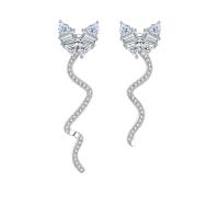 Silver Earring Zircon pavent Sterling, Argent sterling 925, bijoux de mode & pavé de micro zircon & pour femme, Vendu par paire