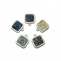 Rhinestone Brass Pendants, Square, plated, DIY & with rhinestone 