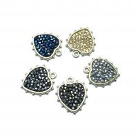 Rhinestone Brass Pendants, Heart, plated, DIY & with rhinestone 