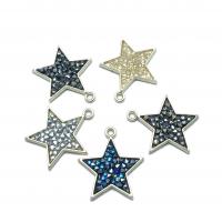 Rhinestone Brass Pendants, Star, plated, DIY & with rhinestone 