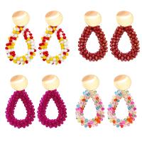 Glass Seed Beads Earring, Brass, with Seedbead, plated, fashion jewelry 