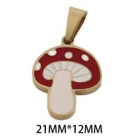 Enamel Stainless Steel Pendant, 304 Stainless Steel, mushroom, plated, DIY, golden Approx 3.5*6mm 