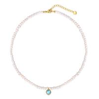 Collar de perlas de plata esterlina, Plata de ley 925, con turquesa & Perlas cultivadas de agua dulce, con 1.97inch extender cadena, Joyería & para mujer, longitud:aproximado 14.56 Inch, Vendido por UD