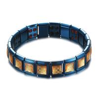 Pulseras de acero inoxidable para la salud, acero inoxidable 304, Recubrimiento iónico al vacío, Joyería & unisexo, azul, 11mm, longitud:195 mm, Vendido por UD