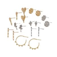 Brass Earring Stud Component, plated, DIY & micro pave cubic zirconia 