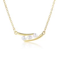 Collar de la joyería de plata esterlina, plata de ley 925, con Perlas plásticas, con 5CM extender cadena, chapado, para mujer, más colores para la opción, longitud:aproximado 40 cm, Vendido por UD