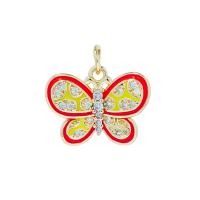 Cubique Pendentif en laiton zircon pavent, papillon, pavé de micro zircon & émail, plus de couleurs à choisir, Vendu par PC