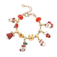 Bracelet de Noël en alliage zinc, alliage de zinc, Placage, unisexe & Bijoux de Noël & styles différents pour le choix & émail & avec strass Environ 6 pouce, Vendu par PC