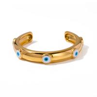 Evil Eye Jewelry Bracelet, 304 Stainless Steel, 18K gold plated, fashion jewelry & for woman & enamel, golden, Inner Approx 57.6mm 