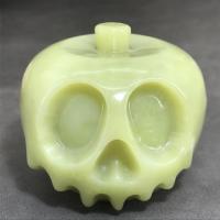 Gemstone Decoration, Jade Lemon, Skull, Carved, for home and office, green 