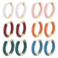 Mens acier inoxydable Hoop boucles d'oreilles, Acier inoxydable 304, beignet, Placage ionique sous vide, bijoux de mode & pour femme & émail, plus de couleurs à choisir, 17mm, Vendu par paire