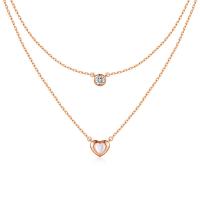 Zircon cubique Micro Pave collier en argent sterling, Argent sterling 925, avec coquille, avec 1.97inch chaînes de rallonge, coeur, Placage de champagne d’or, Double couche & bijoux de mode & pavé de micro zircon & pour femme Environ 17.71 pouce, Environ 14.96 pouce, Vendu par paire