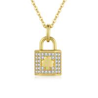 Zircon cubique Micro Pave collier en argent sterling, Argent sterling 925, avec 1.97inch chaînes de rallonge, cadnas, Plaqué or 18K, bijoux de mode & pavé de micro zircon & pour femme Environ 15.74 pouce, Vendu par PC