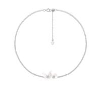 Zircon cubique Micro Pave collier en argent sterling, Argent sterling 925, avec Acrylique, avec 1.97inch chaînes de rallonge, papillon, bijoux de mode & pavé de micro zircon & pour femme Environ 13.77 pouce, Vendu par PC