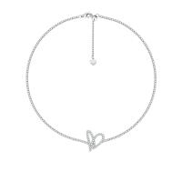 Zircon cubique Micro Pave collier en argent sterling, Argent sterling 925, avec 1.97inch chaînes de rallonge, coeur, bijoux de mode & pavé de micro zircon & pour femme Environ 11.81 pouce, Vendu par PC