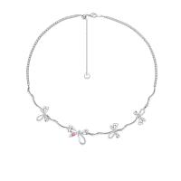 Zircon cubique Micro Pave collier en argent sterling, laiton, avec 2.75inch chaînes de rallonge, Noeud papillon, bijoux de mode & pavé de micro zircon & pour femme Environ 15.74 pouce, Vendu par PC