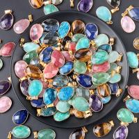 Gemstone Brass Pendants, with Brass, Oval, plated, fashion jewelry 