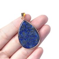 Gemstone Brass Pendants, with Brass, Teardrop, plated, DIY 