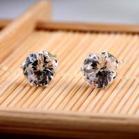 Cubic Zircon Brass Earring, Round, fashion jewelry & Unisex & micro pave cubic zirconia 5mm 