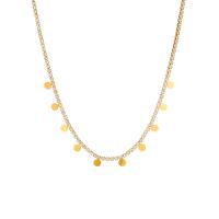 Collier de bijoux de titane, Acier titane, avec 2.36inch chaînes de rallonge, bijoux de mode & pour femme & avec strass, doré Environ 14.96 pouce, Vendu par brin