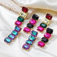 Glass Zinc Alloy Earring, with Glass Rhinestone, fashion jewelry & for woman 