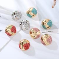 Zinc Alloy Rhinestone Stud Earring, Round, fashion jewelry & for woman & with rhinestone 