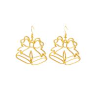 Pendientes de Navidad, aleación de zinc, Diseño de Navidad & Joyería & diferentes estilos para la opción & para mujer & hueco, dorado, Vendido por Par