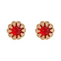 Resin Zinc Alloy Earring, with Resin, Flower, fashion jewelry & for woman 