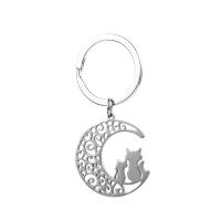 Stainless Steel Key Chain, 304 Stainless Steel, Moon, Unisex & hollow, original color 