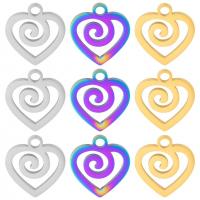 Stainless Steel Heart Pendants, 304 Stainless Steel, Vacuum Ion Plating, DIY & hollow 