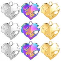 Stainless Steel Heart Pendants, 304 Stainless Steel, Vacuum Ion Plating, DIY & hollow 