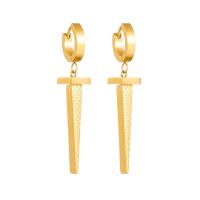 Boucles d'oreilles en acier titane, Placage, bijoux de mode & pour femme, doré, 50mm, Vendu par paire