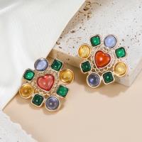 Resin Zinc Alloy Earring, with Resin, fashion jewelry & for woman, multi-colored 