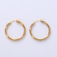 Stainless Steel Hoop Earring, 304 Stainless Steel, plated, for woman, golden, External diameter 30mm 