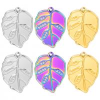 Stainless Steel Leaf Pendant, 304 Stainless Steel, Vacuum Ion Plating, DIY 