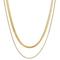 Collier de mode Multi couche, Acier inoxydable 304, avec 1.97inch chaînes de rallonge, Placage ionique sous vide, Double couche & bijoux de mode & pour femme, doré Environ 14.17 pouce, Environ 15.75 pouce, Vendu par PC